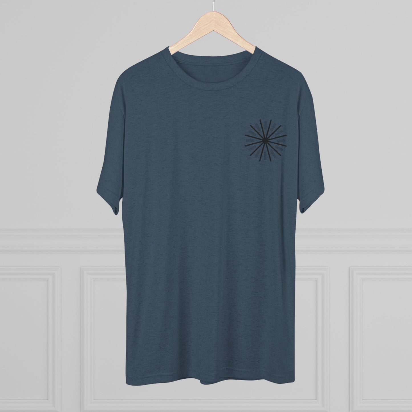 Heather Black Tri-Blend Crew Tee — Minimal Chest Logo Casual T‑Shirt