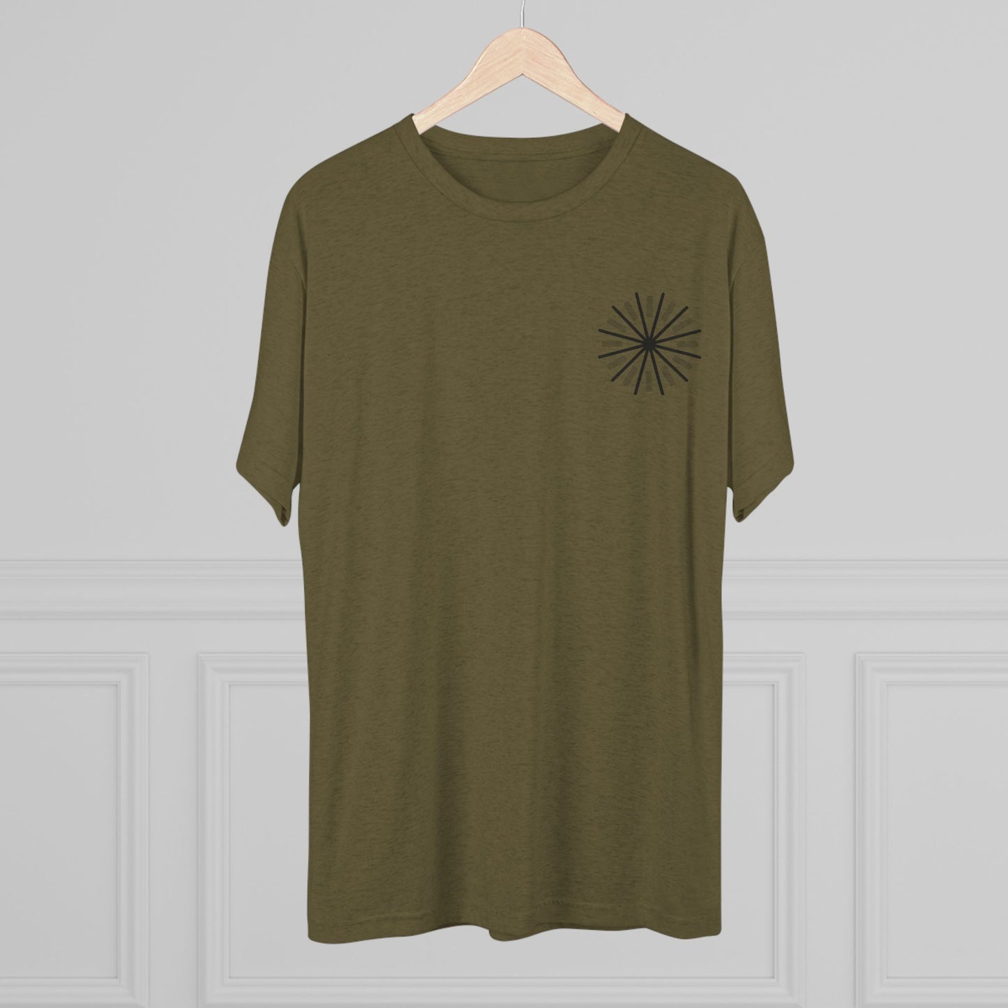 Heather Black Tri-Blend Crew Tee — Minimal Chest Logo Casual T‑Shirt