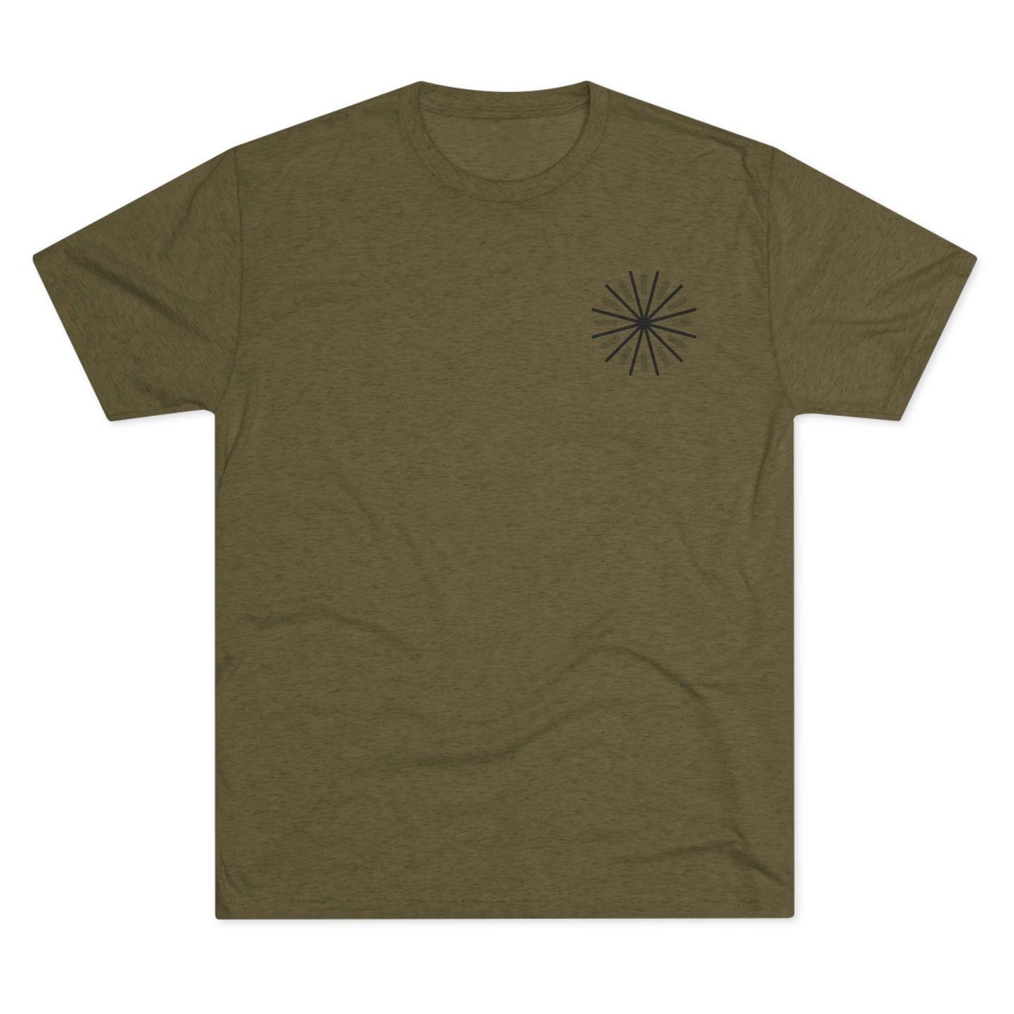 Heather Black Tri-Blend Crew Tee — Minimal Chest Logo Casual T‑Shirt