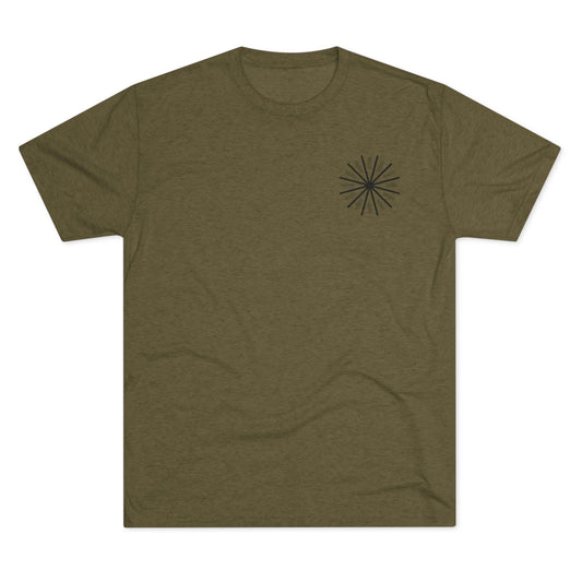 Heather Black Tri-Blend Crew Tee — Minimal Chest Logo Casual T‑Shirt